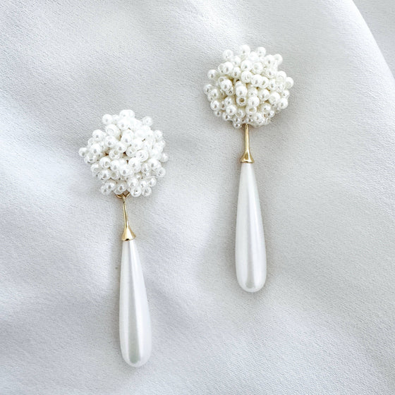 Etta Cluster Pearls and Long Elegant Pearl Earrings