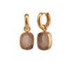 Rose Quartz Gemstone Gold Plated Dangle Hoop Earrings