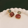 Aquamarine & Strawberry Quartz Dual Stone Handmade Studs