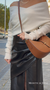 Italian Genuine Leather Crescent Shoulder Bag-Two Straps