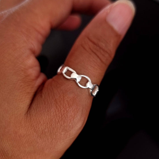 Horse Bit Snaffle Equestrian Sterling Silver Ring