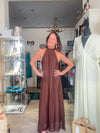 Silk & Viscose Halter Neck Dress - Chocolate