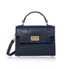 Italian Genuine Leather Coco Croc-Embossed Crossbody Bag - Dark Chocolate