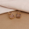 Raw Rose Quartz Double Stone Birthstone Gold Plated Studs