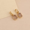 Rose Quartz Gemstone Gold Plated Dangle Hoop Earrings