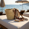 French Market Basket - Woven Straw & Leather Beach Tote