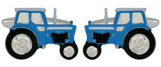 Blue Tractor Rhodium Plated Cufflinks