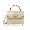 Italian Genuine Leather Coco Croc-Embossed Crossbody Bag - Dark Chocolate