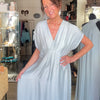 Silk & Viscose Maxi Dress - Silver Grey/Blue