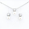 Dainty Pearl and Crystal necklace and earring set