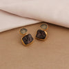 Raw Garnet Aquamarine Dual Birthstone Statement Stud Earring