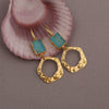 Gold Plated Green Agate Druzy Gemstone Earrings