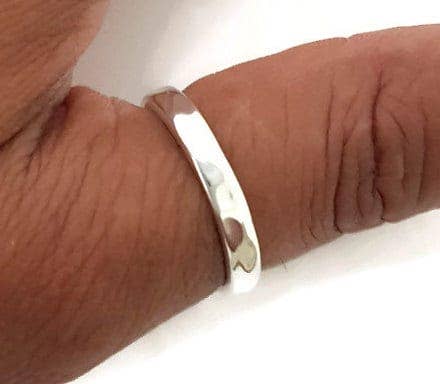 Unisex Narrow Silver Band Ring | Dimpled Sterling Silver