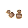 Raw Rose Quartz Double Stone Birthstone Gold Plated Studs