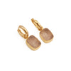 Rose Quartz Gemstone Gold Plated Dangle Hoop Earrings