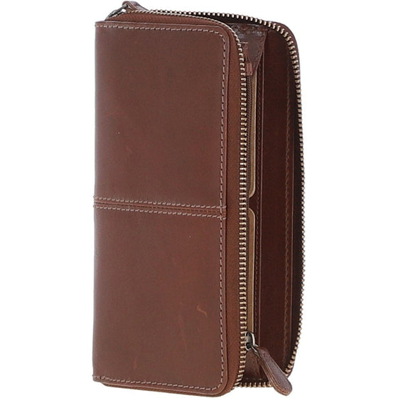 Leather Zipped Purse - Chestnut