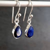 Small Teardrop Facetted Sapphire Earrings, Sterling Silver