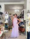Silk & Viscose Halter Neck Dress - FRENCH PINK