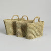 Natural Woven Straw Market Basket - Boho Beach Tote Bag