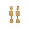 Yellow Druzy Handcrafted Earrings Gemstone Gold Plated Studs