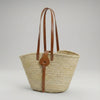 French Market Basket - Woven Straw & Leather Beach Tote