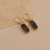 Labradorite Dangle Earring Raw Gold Plated Hook Earrings