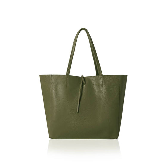 Italian Handmade Genuine Leather Oversized Tote Bag - OLIVE