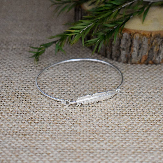 Zora Silver Feather Bangle
