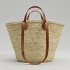 French Market Basket Straw Tote - Double Leather Handles