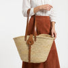 French Market Basket - Woven Straw & Leather Beach Tote