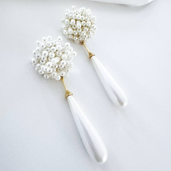 Etta Cluster Pearls and Long Elegant Pearl Earrings