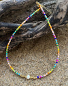 18ct Gold Plated Pearl Rainbow Necklace