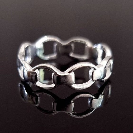 Horse Bit Snaffle Equestrian Sterling Silver Ring