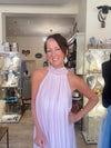 Silk & Viscose Halter Neck Dress - FRENCH PINK