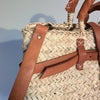 Woven Straw Market Basket Bag Leather Crossbody Tote