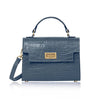 Italian Genuine Leather Coco Croc-Embossed Crossbody Bag - Dark Chocolate