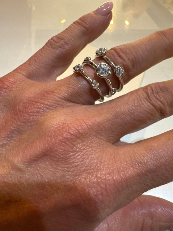 Sterling Silver & CZ Boodle Style Stacking Ring