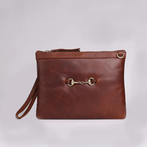 Charlton Bit Clutch Bag- Cognac