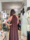 Silk & Viscose Halter Neck Dress - Chocolate