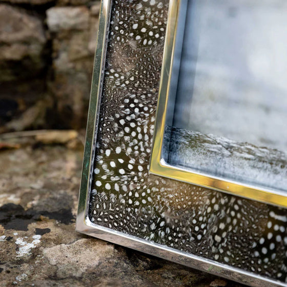 Guinea Fowl Feather & Glass Photo Frame