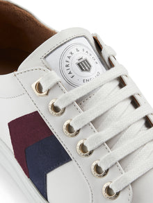  Stockists Exclusive The Alexandra Women's Trainer - White Leather with Plum & Ink Suede