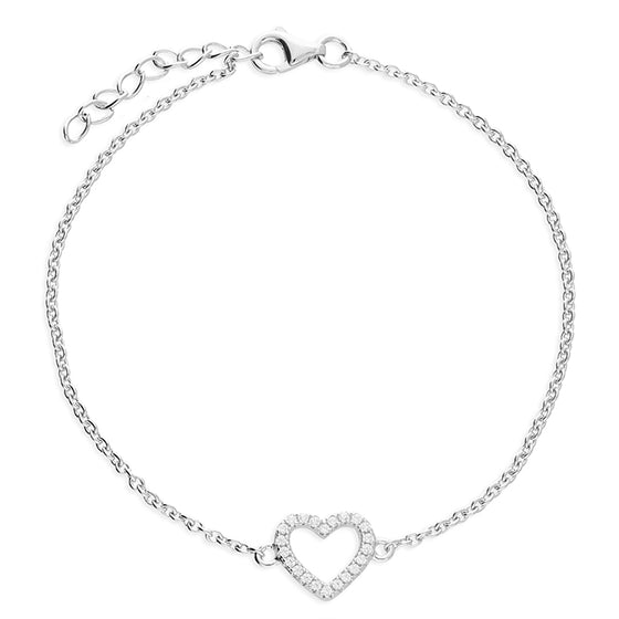 Sterling Silver Bracelet with CZ Heart