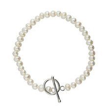  Freshwater Pearl Bracelet with Sterling Silver T Bar Clasp