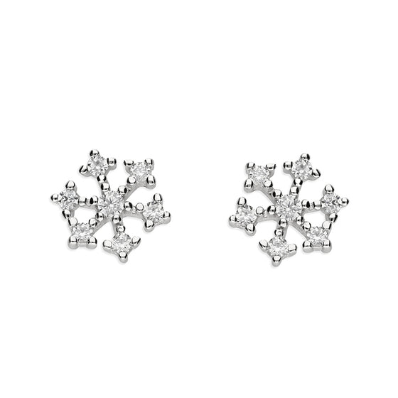 Sterling Silver Earring Small cubic zirconia snowflake stud