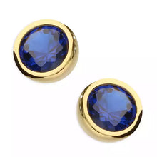  18ct Gold Plated CZ BLUE Stud Earring