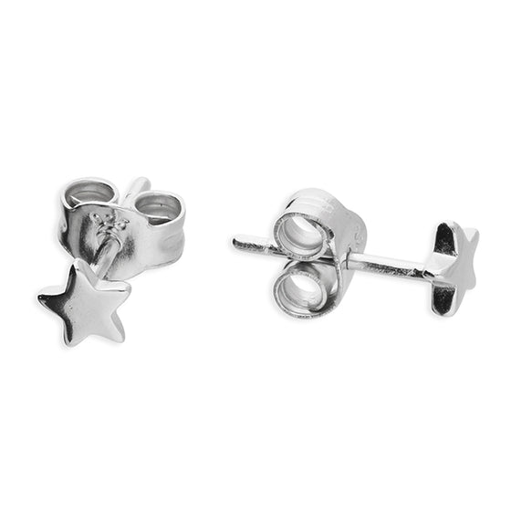 Sterling Silver Earring Single, small, plain star Stud