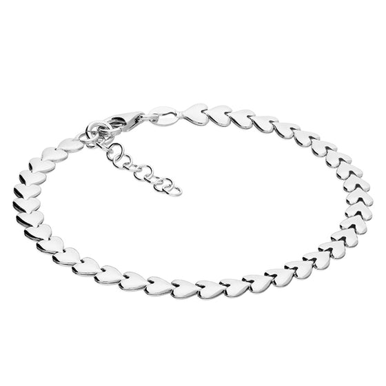 Sterling Silver Bracelet with flat interlinked hearts