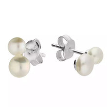  Double Freshwater Pearl set in Silver Stud Earrings