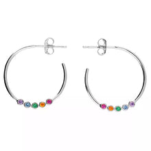  Sterling Silver CZ Rainbow Stud Hoop