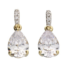  18ct Yellow gold plated Pear Shaped Cubic Zirconia Stud Drop Earring